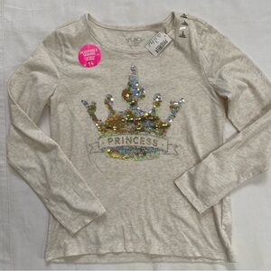 The Children’s Place Princess Sequin Long Top Cream Beige Gold 10-12